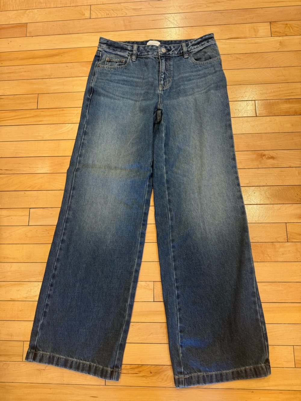 PacSun Wide Leg Flare Jeans in Dark Blue Wash